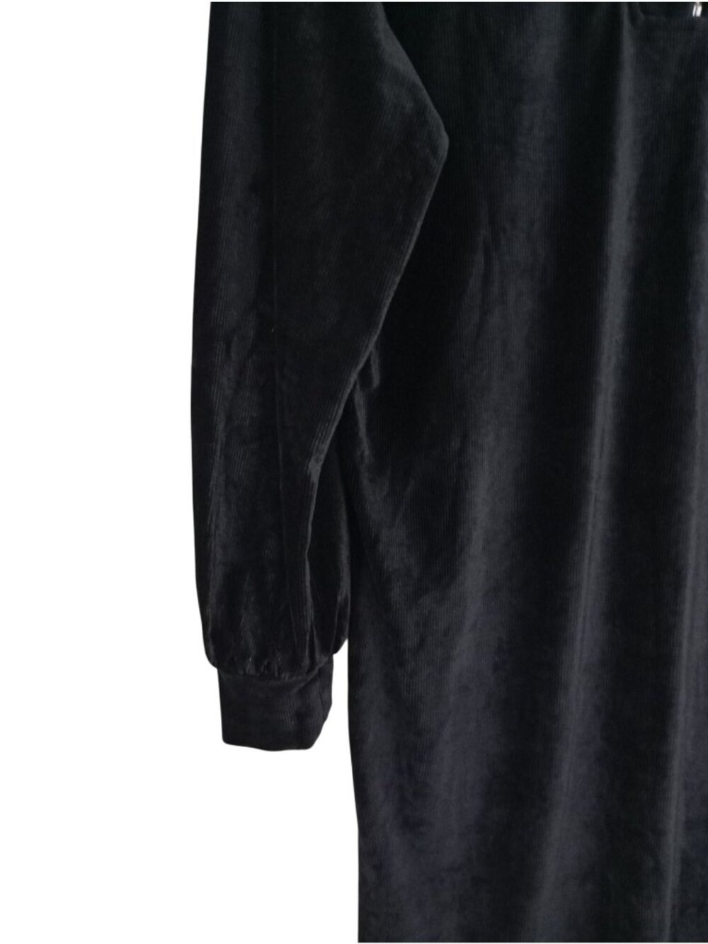Chetta B Black Velour Long-Sleeve Tunic Dress Half-Zip Collar Size L - Picture 5 of 10